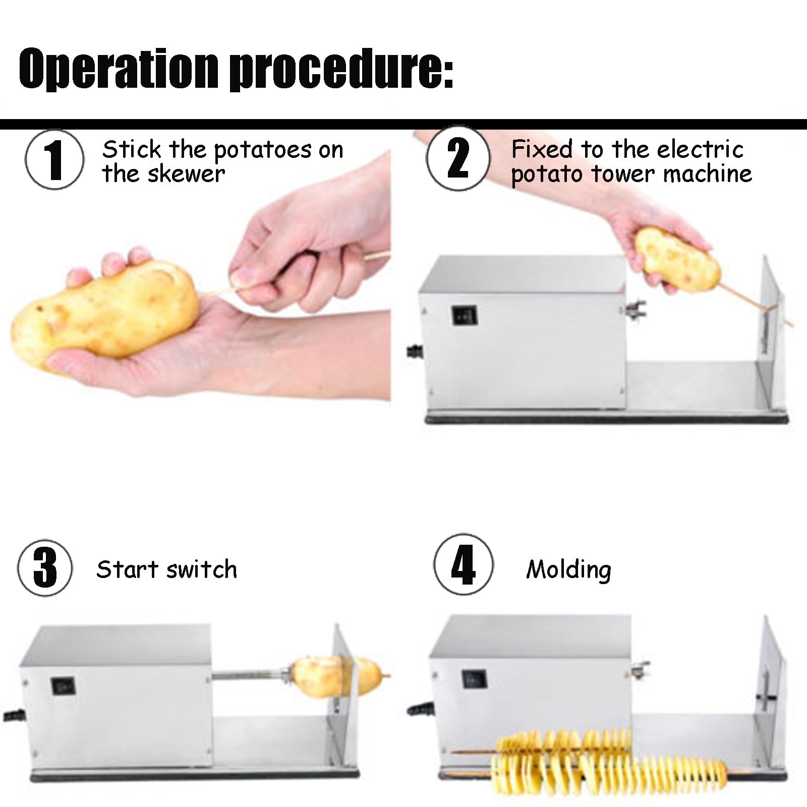 PreAsion 110 V Electric Potato Chips Slicer Twister Automatic Stretch Potato