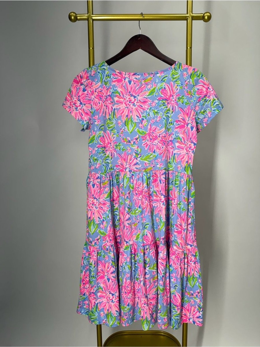 Lilly Pulitzer Geanna Short Sleeve Sunrise Bay Pink Blue print Dress XS NWOT View 4