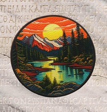 Mountain Lake Forest Applique Patch - Outdoor Nature Badge Iron on 