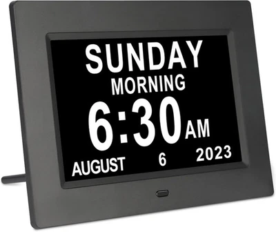 7 Inch Digital Day of The Week Clock Extra Large Non-Abbreviated Dementia Day ..
