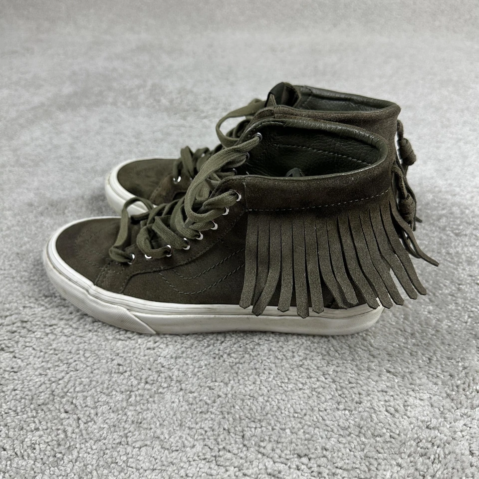 Vans Sk8-Hi Moc Zapatos Mujer Talla 8 Verde Oliva Gamuza Flecos Zapatillas Altas Foto 3 de 4