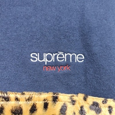 SUPREME LEOPARD ¼ ZIP SWEATSHIRT FW18 2018 Blue Black Classic LOGO