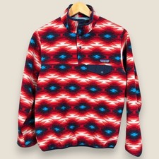 Patagonia Synchilla Snap T Fleece Pullover Women Small Red Aztec Southwest