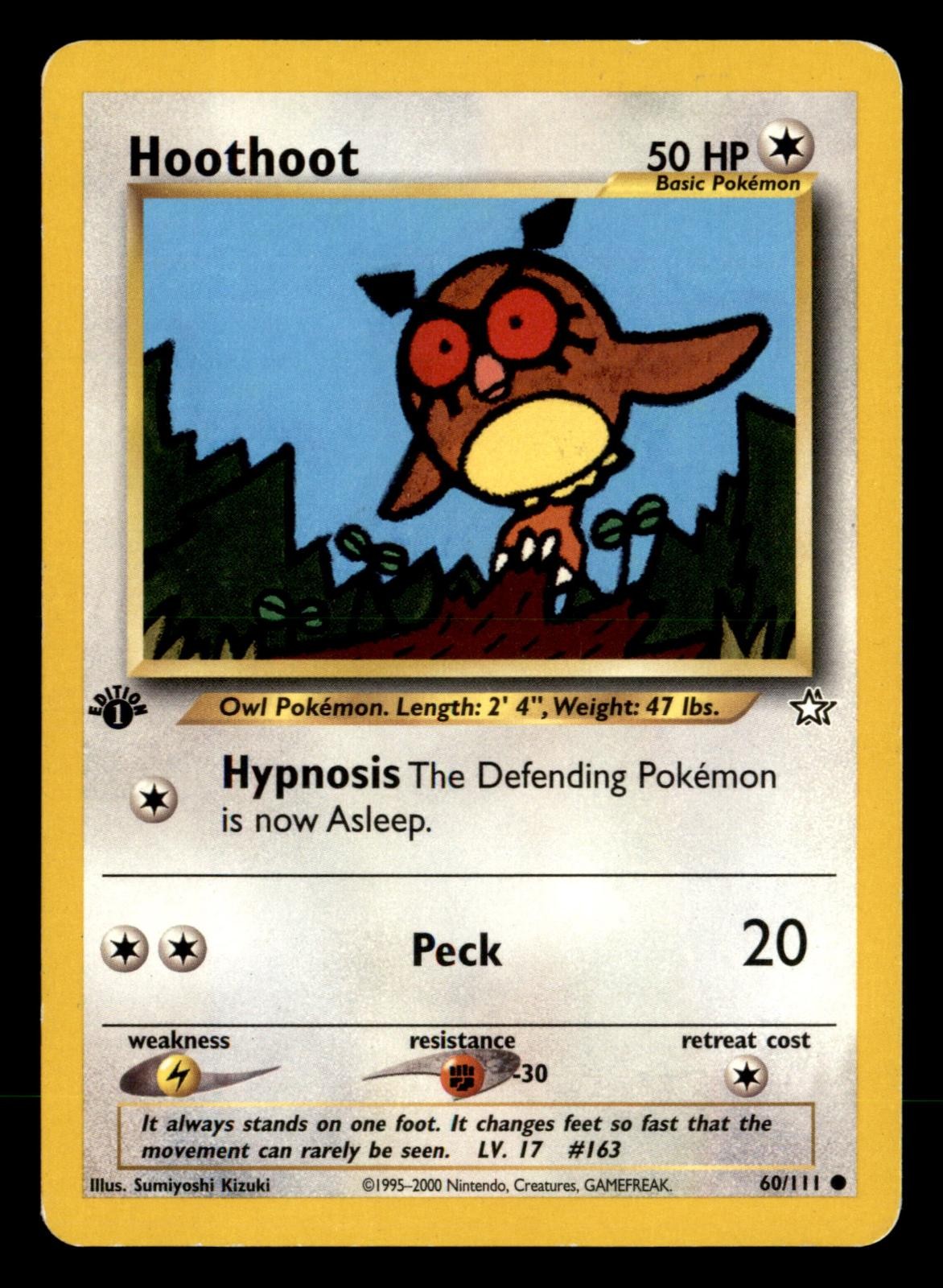 Hoothoot 60/111 Common Neo Genesis Pokemon 1st Edition Moderately Played