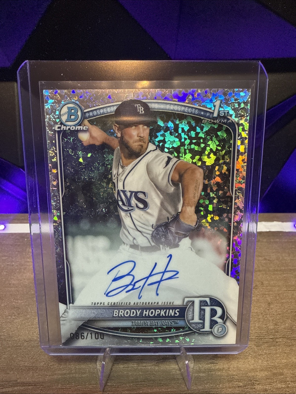 2025 Bowman Chrome Prospect Auto Brody Hopkins #CPA-BH /100 Mini Diamonds