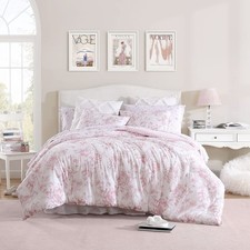 Laura Ashley - King Comforter Set, Reversible Cotton Bedding with Matching Sh...