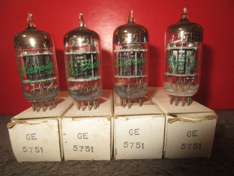 (4) Mint Matched NOS NIB Sylvania/GE 3-Mica BP SQ Getter Audio Tubes - Image 1 of 1