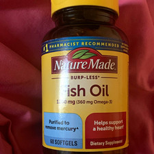 Nature Made Burp-Less Fish Oil 1200mg 60 Softgels Heart Health