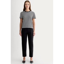 Everlane Dream Pant Black Tapered Leg Elastic Waist Trousers Medium Pleat Black