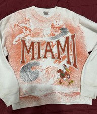 Vintage 90s Miami Hurricanes Crewneck - Sebastian Ibis VTG Boxy Fit Adult Large
