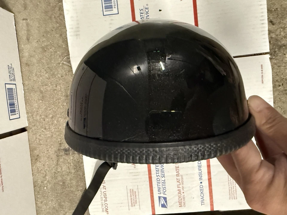 HALF HELMET AHP DOT FMVSS 218 Certified Black Motorcycle HALF Helmet BEANIE S - Image 4 of 4