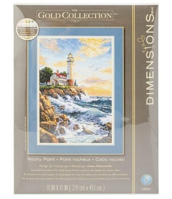 Dimensions Gold Collection Rocky Point 3895 Counted Cross Stitch Kit Lighthouse