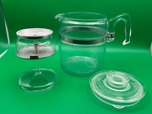 Vintage Pyrex MCM Flameware Glass Coffee Pot Percolator 9 Cup 7759 B Complete