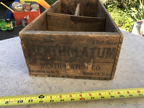 Antique 1900 Era Mentholatum Wooden Shipping Crate Box Holds 25 Packages - Picture 4 of 7