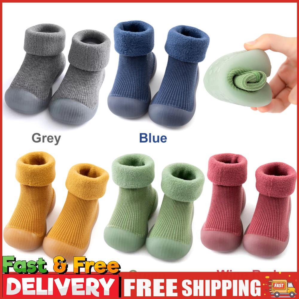 SAOLA Calzino invernale scarpe antiscivolo bambino peluche stivaletti suola morbida per camminare gattonare