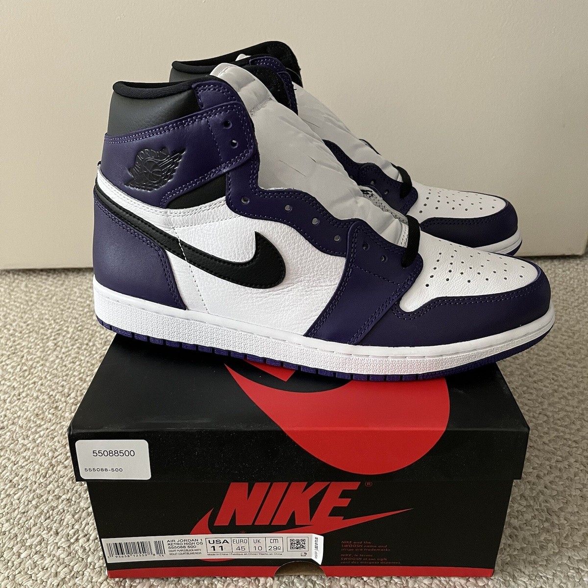 Nike Air Jordan 1 Retro High OG White Purple - New Size 11 Nike Air Jordan 1 Retro High OG White Purple - New Size 11