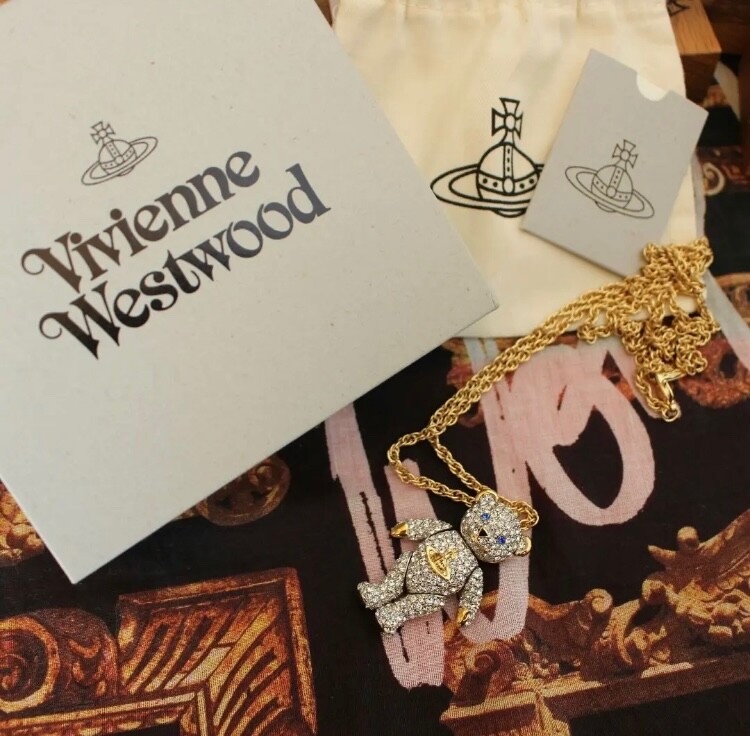 VIVIENNE WESTWOOD Necklace Teddy Bear Oblem Stone Gold Japan