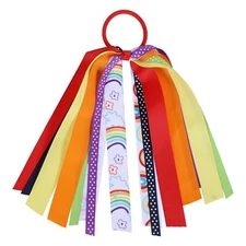 8.7-Inch Rainbow Ponytail Streamer Elastic Hair Tie Bow Pony Holder Hairband ...