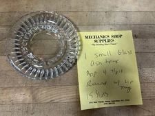 VINTAGE ASHTRAY CLEAR GLASS Small Round w/lip  CIGARETTE Approx. 4 7/8" diameter