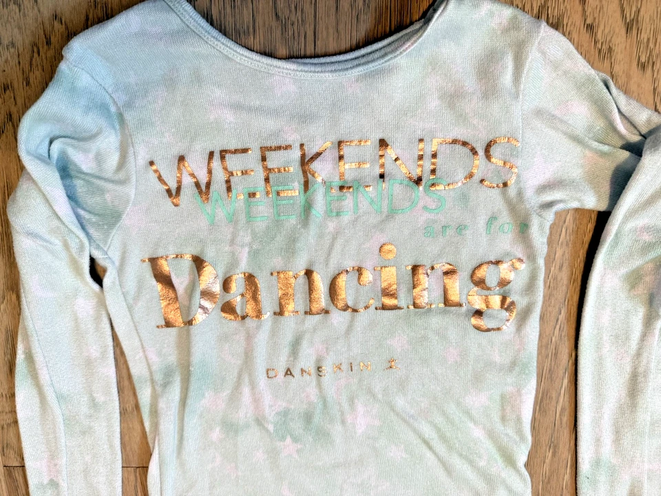 En muy buen estado+ Pijama Danskin Bailando para los Fines de Semana Verde Suave Top Niña Talla 6 Foto 2 de 4