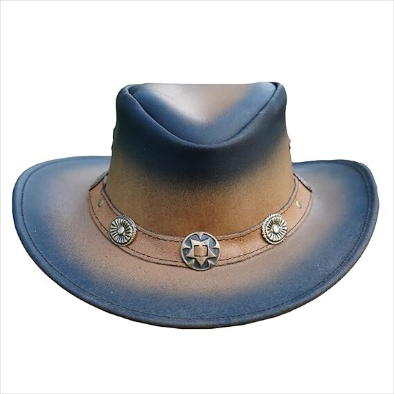 Kids Genuine Leather Cowboy Hat with Concho Band – Western Style Hat for Boys
