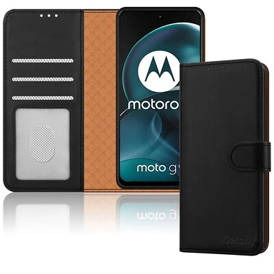 Motorola Moto G14 Case Leather Wallet Book Flip RFID Shockproof Cover for Moto