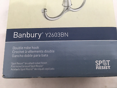 1) NEW Moen Banbury Double Robe Hook - BRUSHED NICKEL - Y2603BN (cos-1)