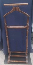 Vintage MCM Cherry Wood Butler Valet Stand, Jacket/Ties Hanger. Solid Wood.