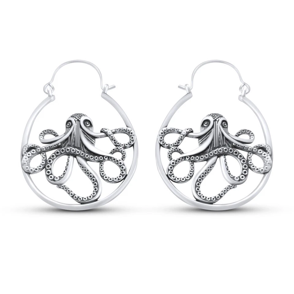 Pendientes Pulpo Kraken Plata Oro Aros Bisutería Pulpo Kraken Pendientes Foto 2 de 2