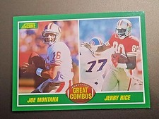 JOE MONTANA-JERRY RICE-1989 SCORE-GREAT COMBOS 🏈 FOOTBALL CARD- 49ERS 49'ERS