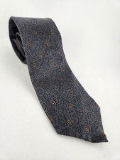 Vintage Yves Saint Laurent YSL Gray Orange Design Silk Tie Paris New York