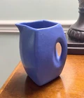 Vtg 1930s NILOAK 5 1/2” Pitcher Vase Square Matte Blue Glaze Benton Art Pottery