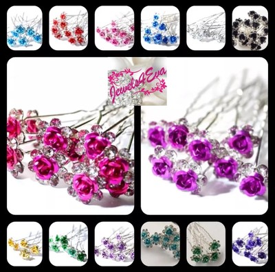 Braut Hochzeit Kristall Diamant Blume Rose Schmuck Haarnadel Clip Accessoire