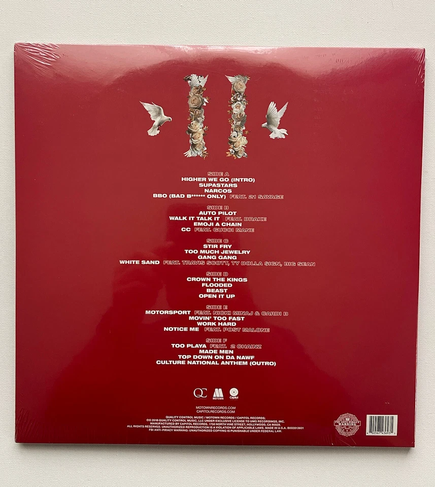 Migos - Culture II 2018 LP, 3 x Red Vinyl, Album - Motown / Capitol Records - Image 2 of 4