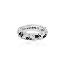 SX Ring Hundepfote schwarz Glitzersteinchen w...