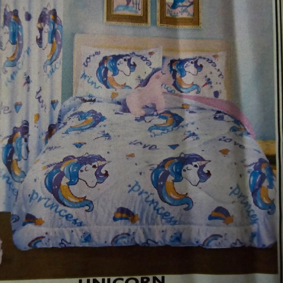 Conjunto completo de edredom para meninas -4 peças +cama de brinquedo em uma bolsa cama unicórnio colorida 3D - Imagem 2 de 4