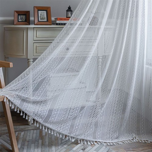 Crochet Curtain Tassel for Living Room Bedroom Window Shade Drapes Panel Valance - Picture 4 of 40
