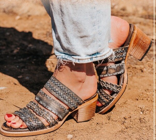 Freebird Women's Albuquerque Sandal Size 7 Block Heel Strappy Mule Slide Gray - Picture 6 of 18