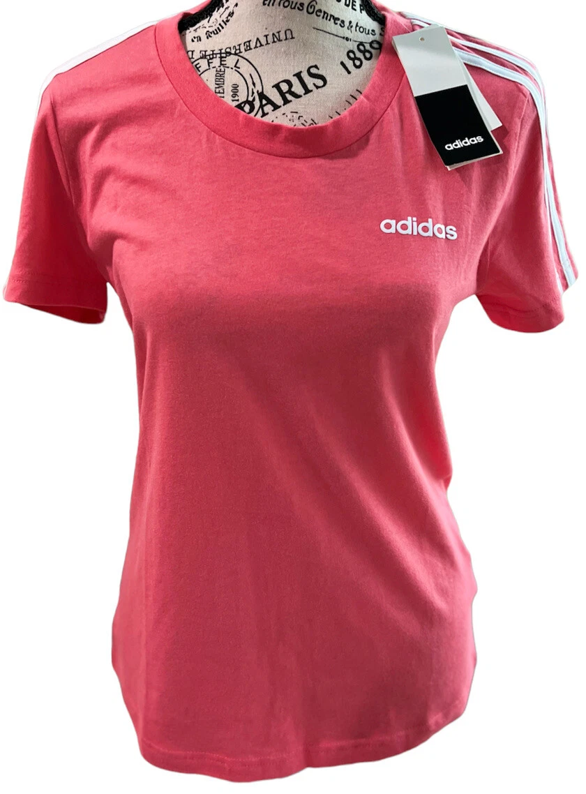 Adidas Slim Tee 3 STRIPES T SHIRT for women Size small pink New With Tags