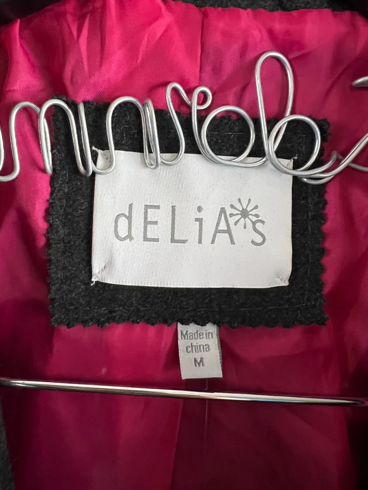 dELiA's Wool Blend Pea Coat Gray Double Breasted Winter Coat Women's Size M - Image 2 of 4