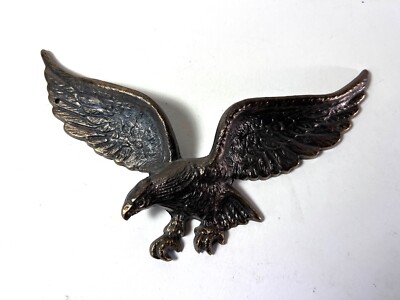 Vintage Brass Eagle Wall Plaque Americana Patriotic Midcentury 9 Inches Across