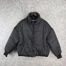 Ally Jacket Womens Medium Black Puffer WInter Zip Pockets Oversized 11863