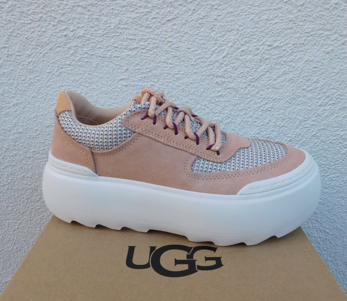 UGG PITA SUEDE MARIN MEGA LACE 1/4' PLATFORM SNEAKERS, WOMEN US