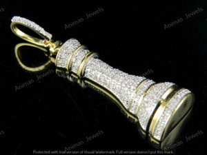 Authentic 14K Yellow Gold Plated 1.50Ct Round Moissanite Chess Game Queen Pendant Necklace