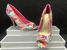 Christian Siriano For Payless Size 9.5 Peep Toe Heels 4” Floral Watercolor