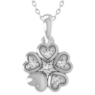 Natürlicher Diamant Sterlingsilber Herz Anhänger 18'' Silber Kabel Kette