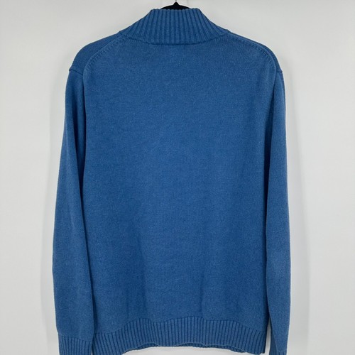 L.L. Bean Sweater Men Large Blue Ribbed Cuff & Hem Mock Neck 1/4 Zip Classic Fit - Afbeelding 6 van 11