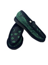 Trooper Bandanna House Shoes Men Sz 5 Woman Sz 7 Unsex Black And Green Paisley