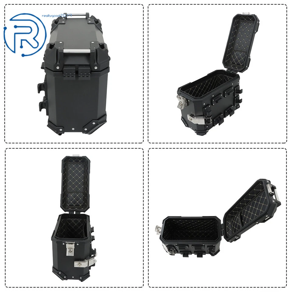 Hard Saddlebags Motorcycle Tour Trunk Luggage & Mounting Bracket 36L 2×Side Case Foto 3 de 4