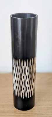 Conrah Alu Hülsenvase mit Rautenschliff Muster 60er Jahre Original 20cm 